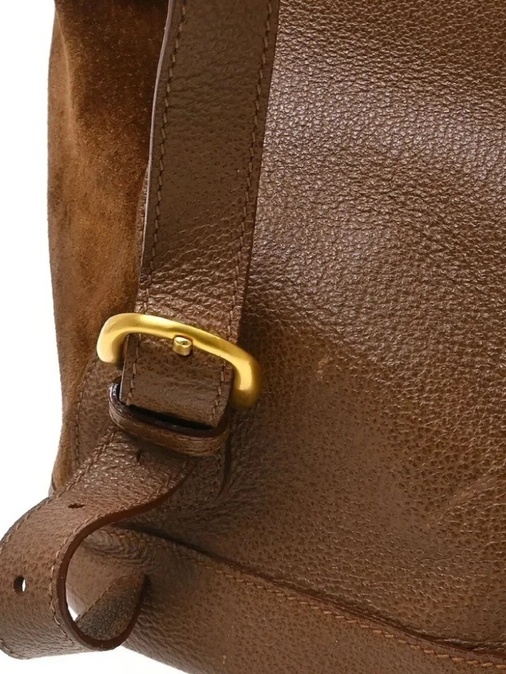 Gucci Brown Suede Bamboo Backpack